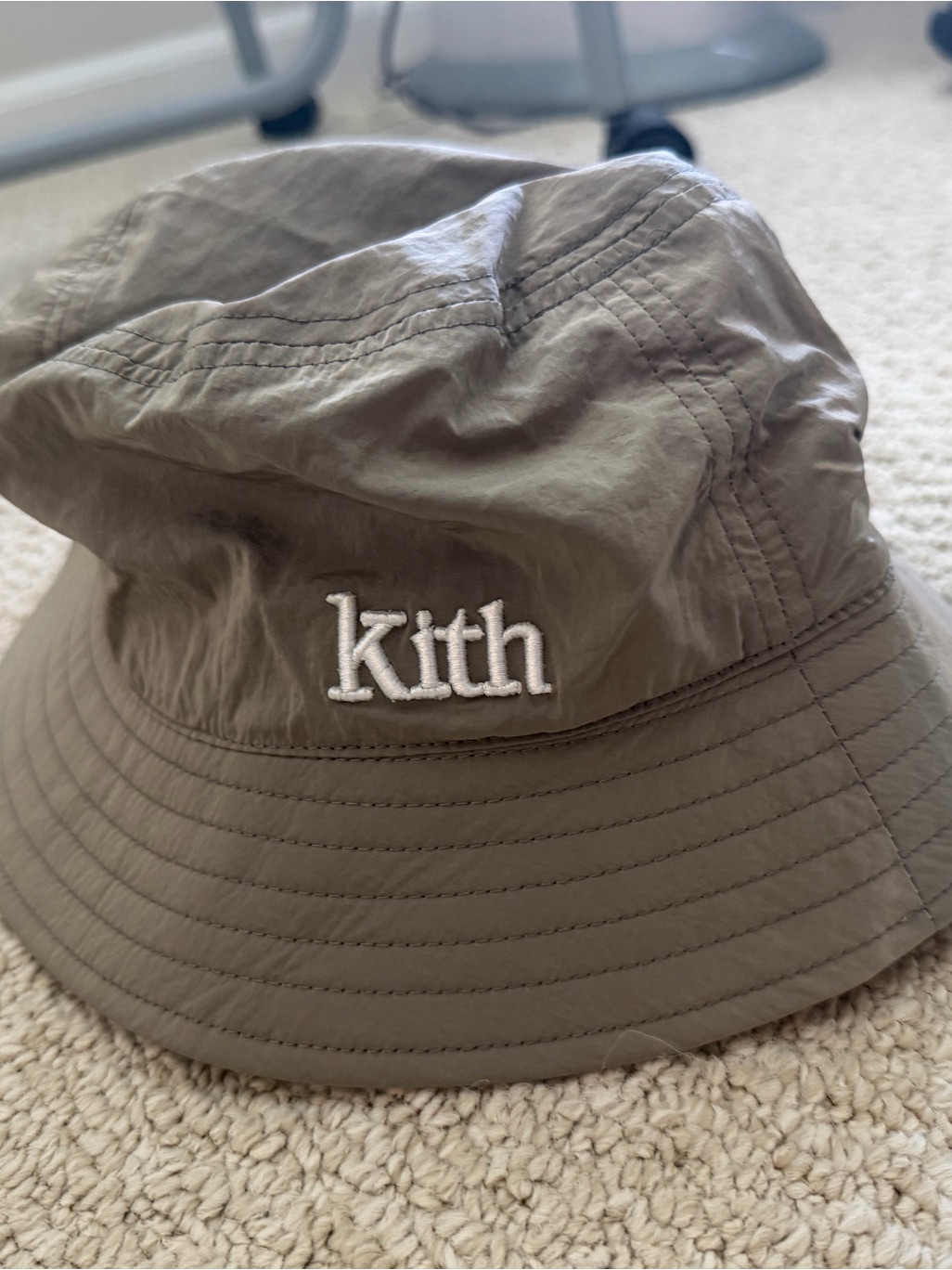 Kith Mens Olive Green Bucket Hat With White Logo